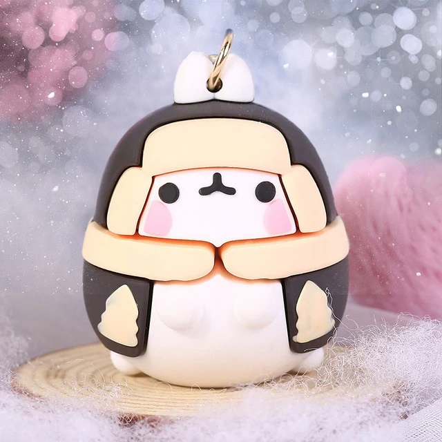 Molang Rabbit Korean Cartoon Keychain Cute And Exquisite Pvc Cartoon Doll Key Chain Hanging Decoration Keyring Accessories - Image 13