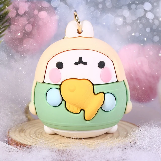 Molang Rabbit Korean Cartoon Keychain Cute And Exquisite Pvc Cartoon Doll Key Chain Hanging Decoration Keyring Accessories - Image 3
