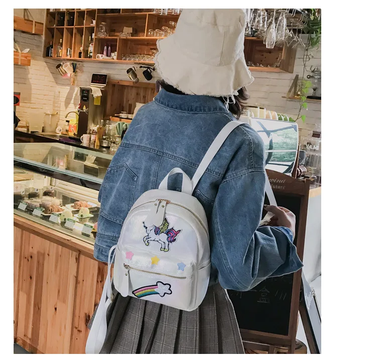 Holographic Backpack Unicorn Patches Rainbow Cloud Star - Image 24