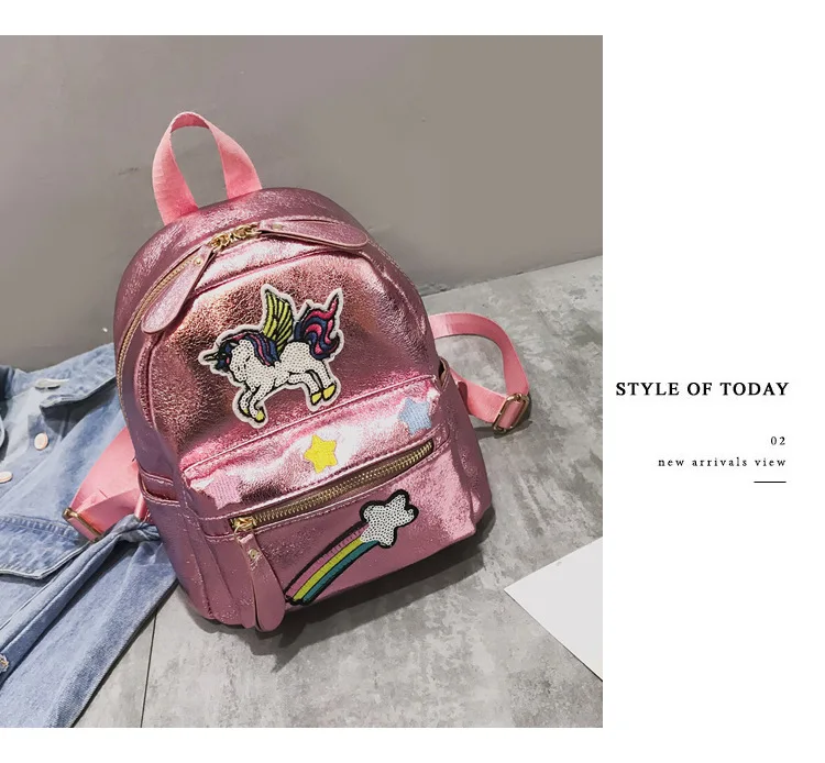 Holographic Backpack Unicorn Patches Rainbow Cloud Star - Image 27