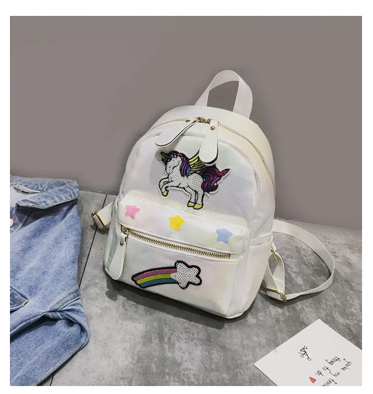 Holographic Backpack Unicorn Patches Rainbow Cloud Star - Image 34