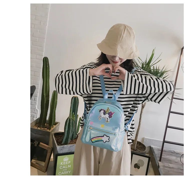 Holographic Backpack Unicorn Patches Rainbow Cloud Star - Image 37