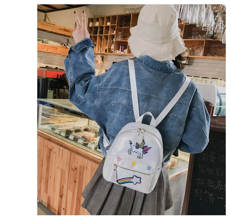 Holographic Backpack Unicorn Patches Rainbow Cloud Star - Image 38