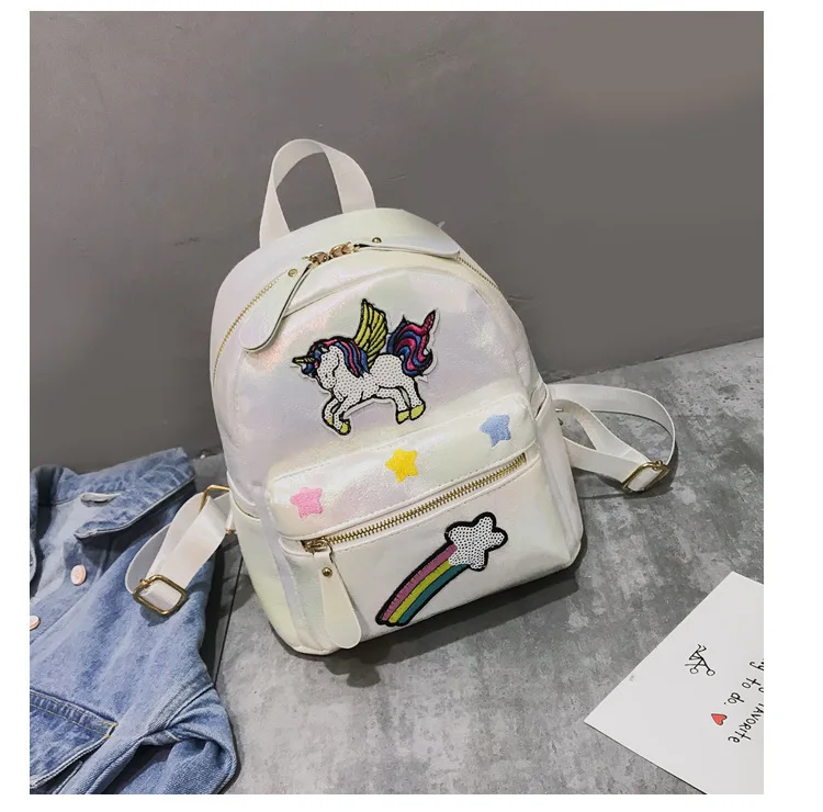 Holographic Backpack Unicorn Patches Rainbow Cloud Star - Image 39
