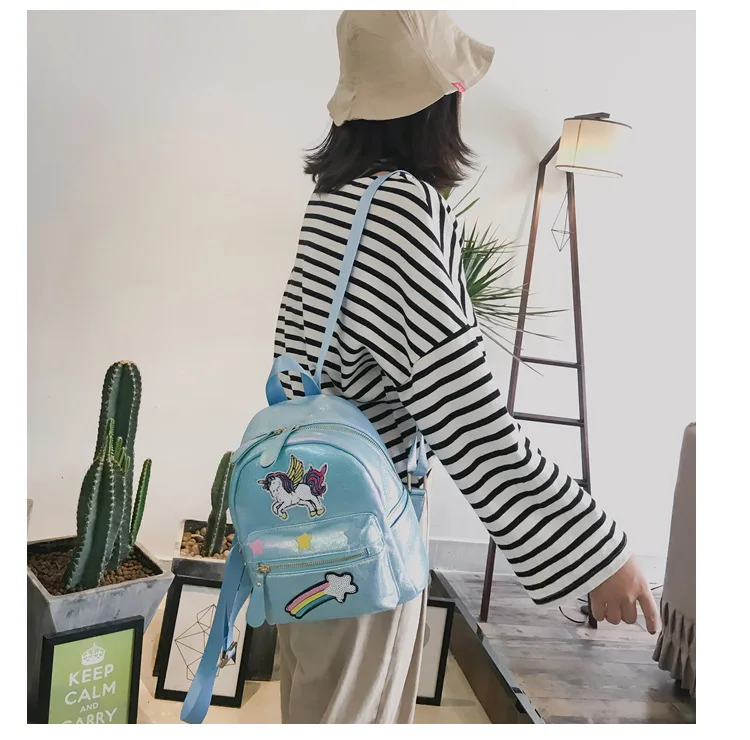 Holographic Backpack Unicorn Patches Rainbow Cloud Star - Image 42