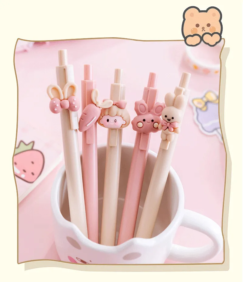 4 Kawaii Rabbit Mechanical Gel Ink Pens School Office Writing Supplies Stationery Pen 0.5mm - Image 7
