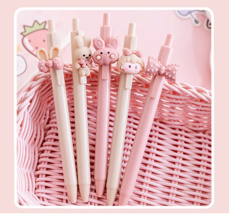 4 Kawaii Rabbit Mechanical Gel Ink Pens School Office Writing Supplies Stationery Pen 0.5mm - Image 8