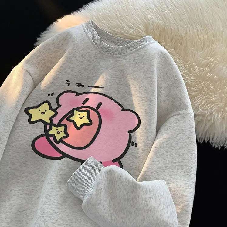 Kirby Super Star Pure Cotton Sweater Plush Thickened Oversize Loose Round Neck - Image 14