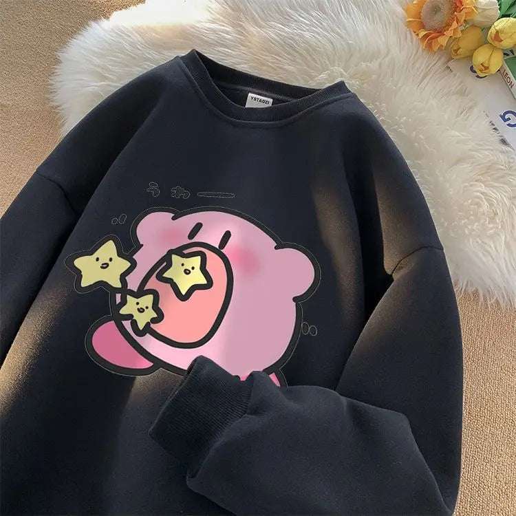 Kirby Super Star Pure Cotton Sweater Plush Thickened Oversize Loose Round Neck - Image 4