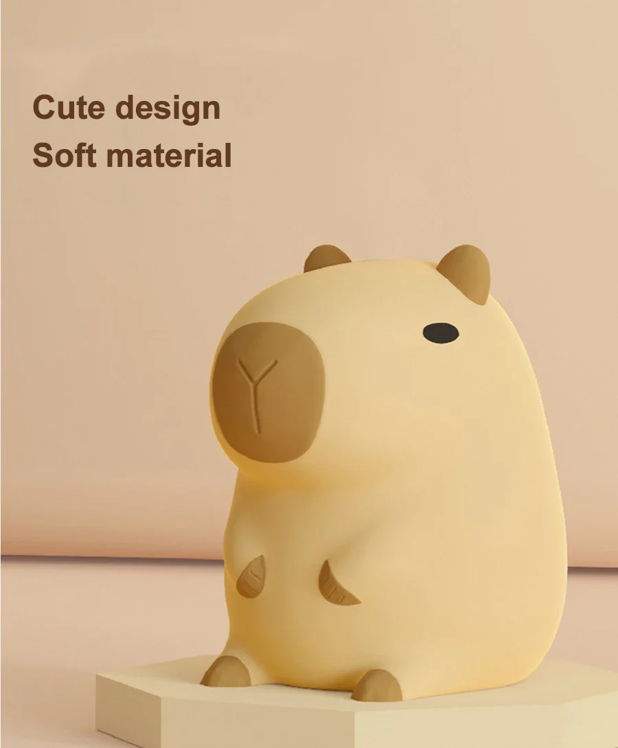 Capybara Silicone Night Light USB Rechargeable Timing Dimming - Image 14