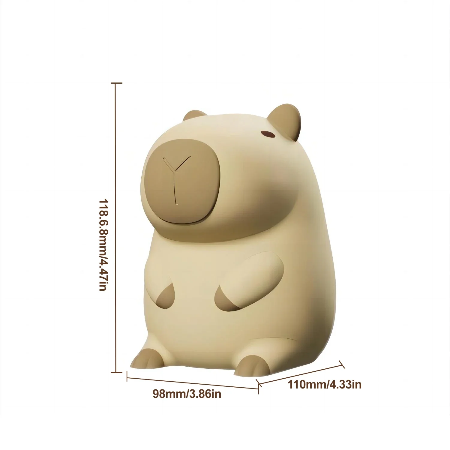 Capybara Silicone Night Light USB Rechargeable Timing Dimming - Image 6