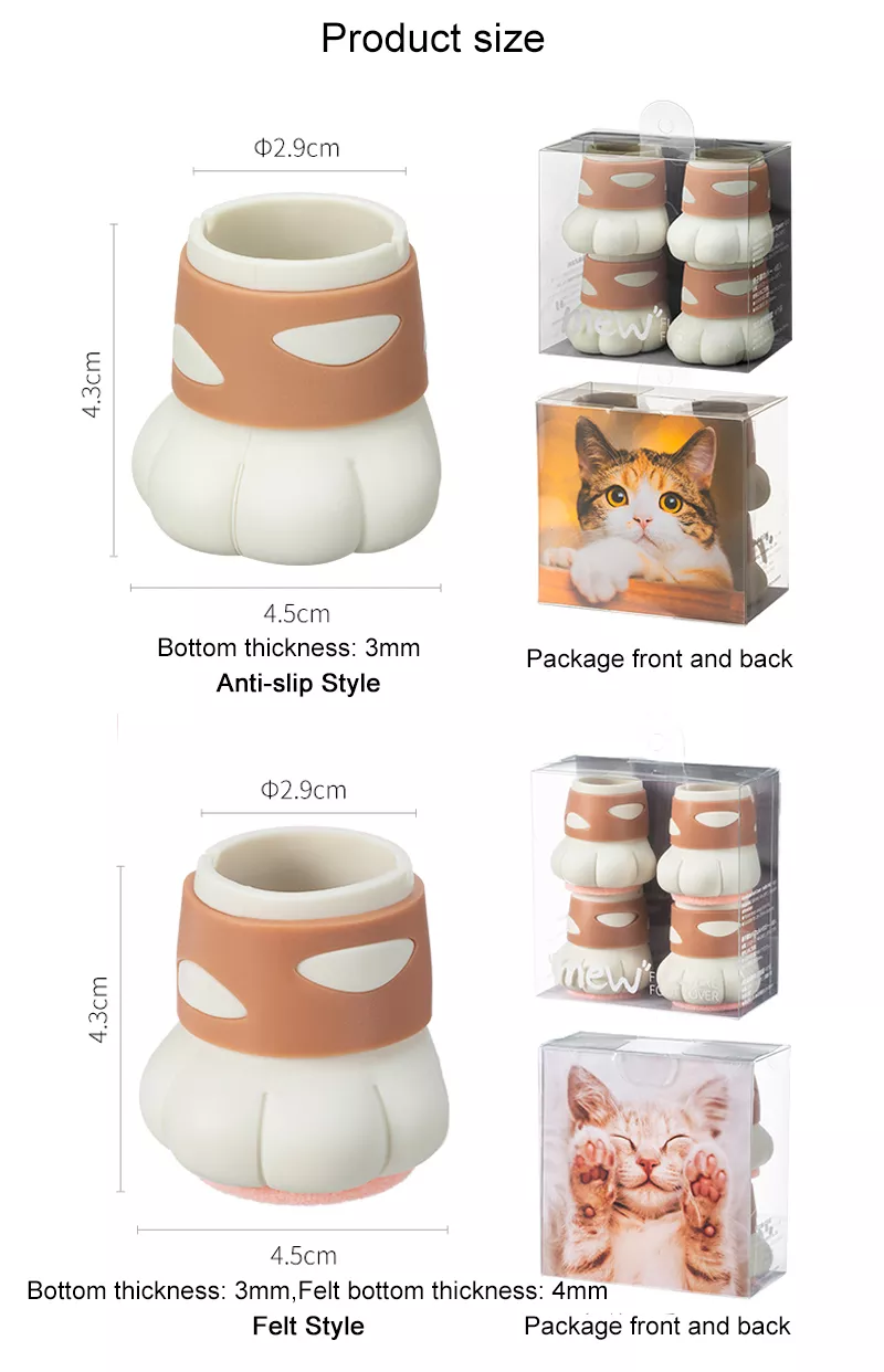 Silicone Chair Leg Caps Cat Claw Foot Pads Home Decor - Image 20