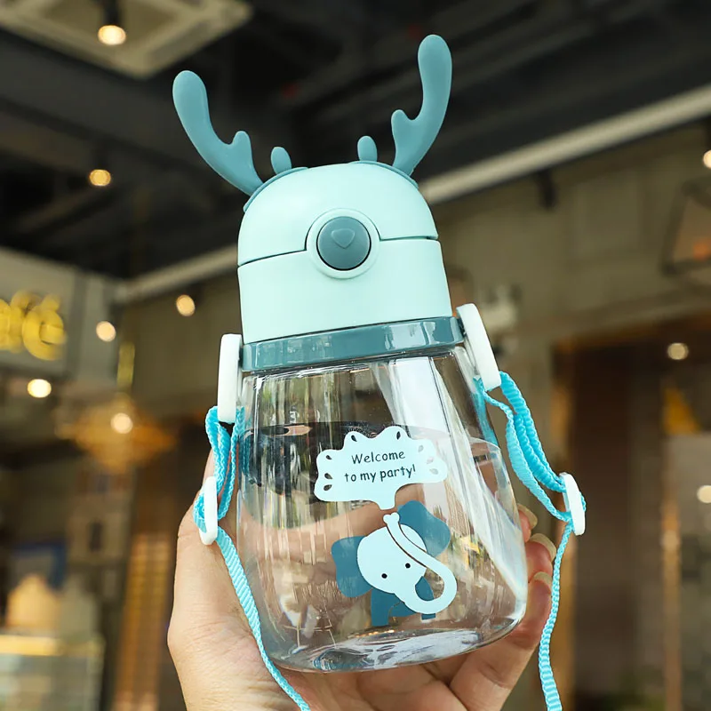 Cute Deer Antlers Water Bottle Pink Blue Yellow Green - Image 12