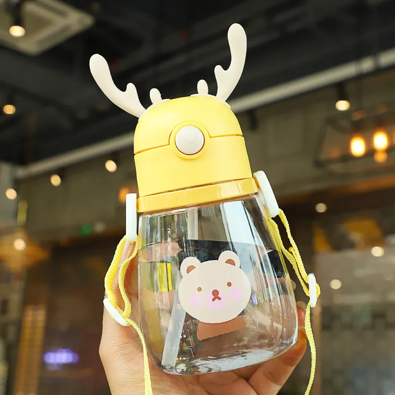 Cute Deer Antlers Water Bottle Pink Blue Yellow Green - Image 4