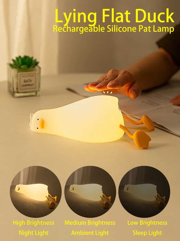 Duck Rechargeable LED Night Light Pat Silicone Lamp Bedside Nightlight - Image 7