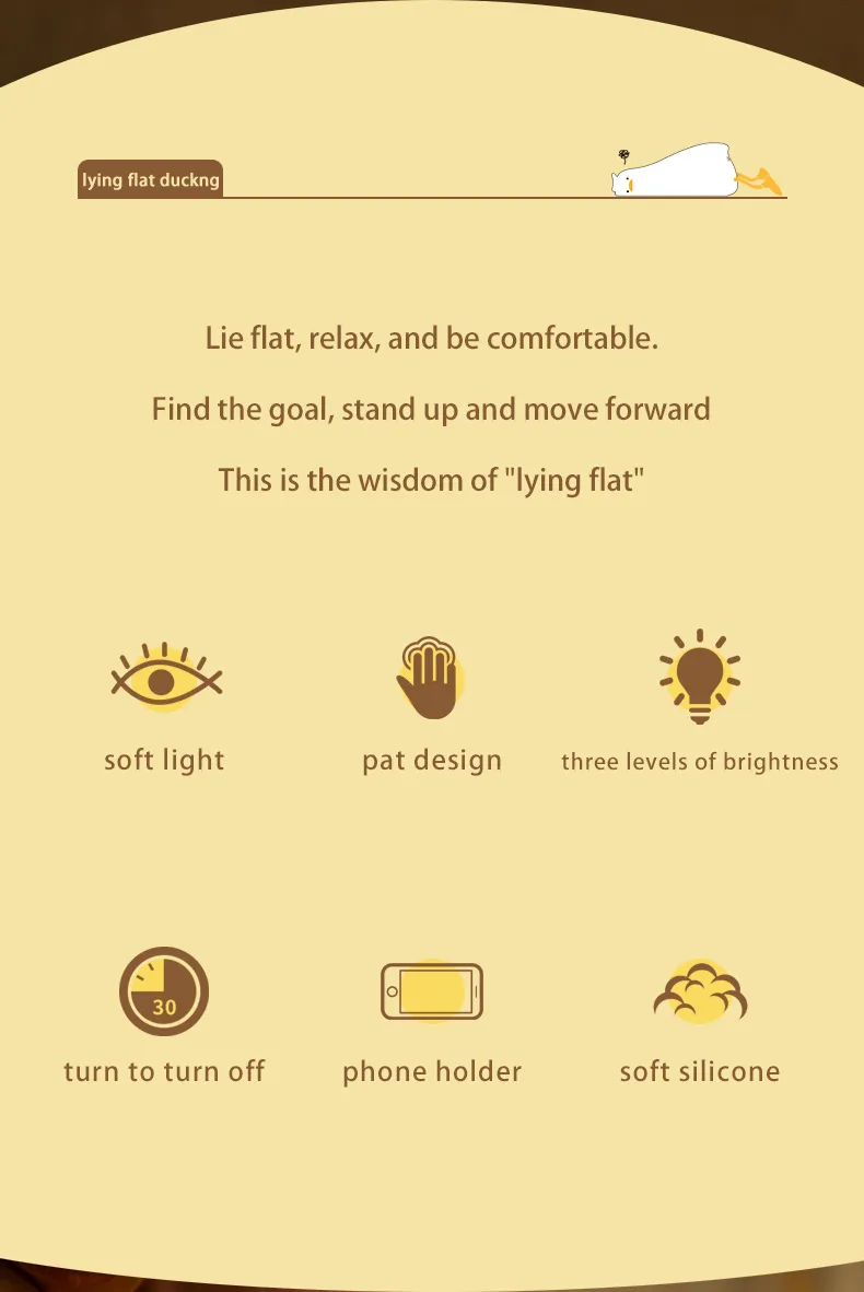 Duck Rechargeable LED Night Light Pat Silicone Lamp Bedside Nightlight - Image 8