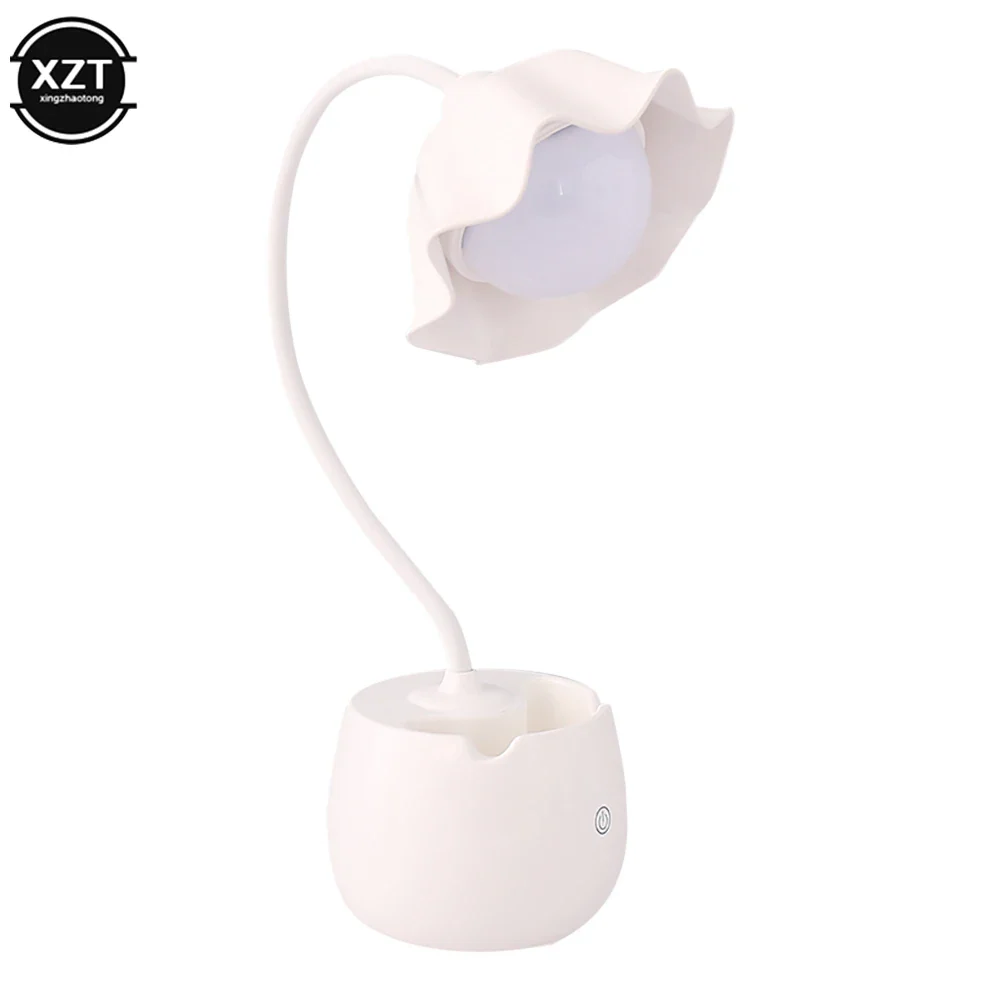 Flower LED Night Light Pen Pot Holder Lamp Pink - Image 14