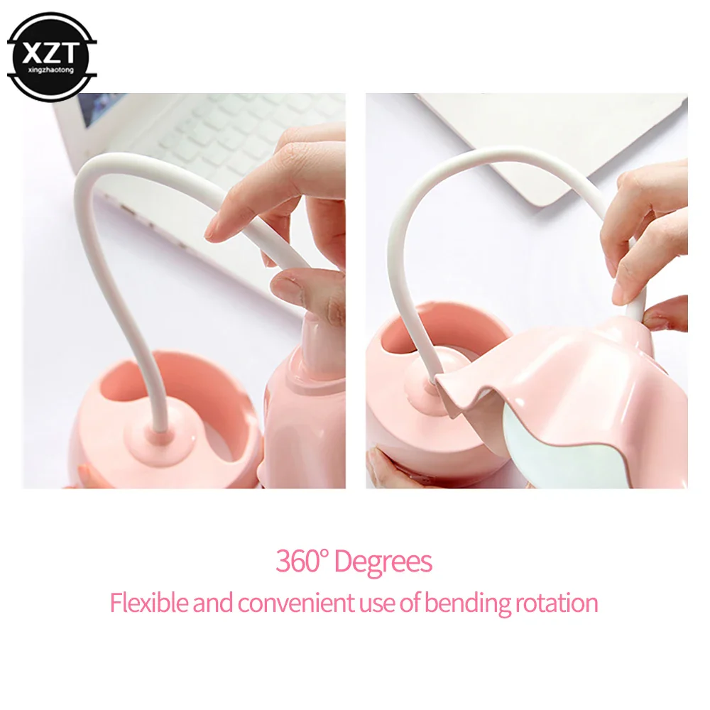 Flower LED Night Light Pen Pot Holder Lamp Pink - Image 9