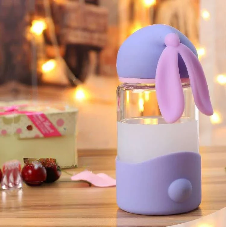 Glass Rabbit Bunny Water Bottle 340ml - Image 4