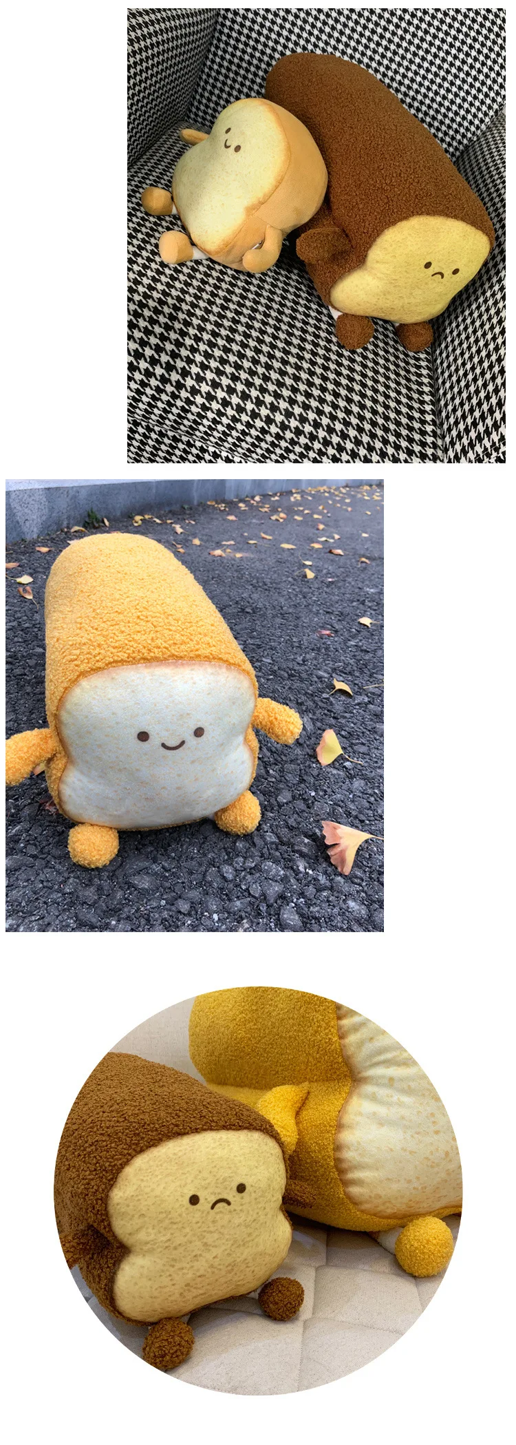 Happy and Sad Face Toast Bread Plushie - Image 6