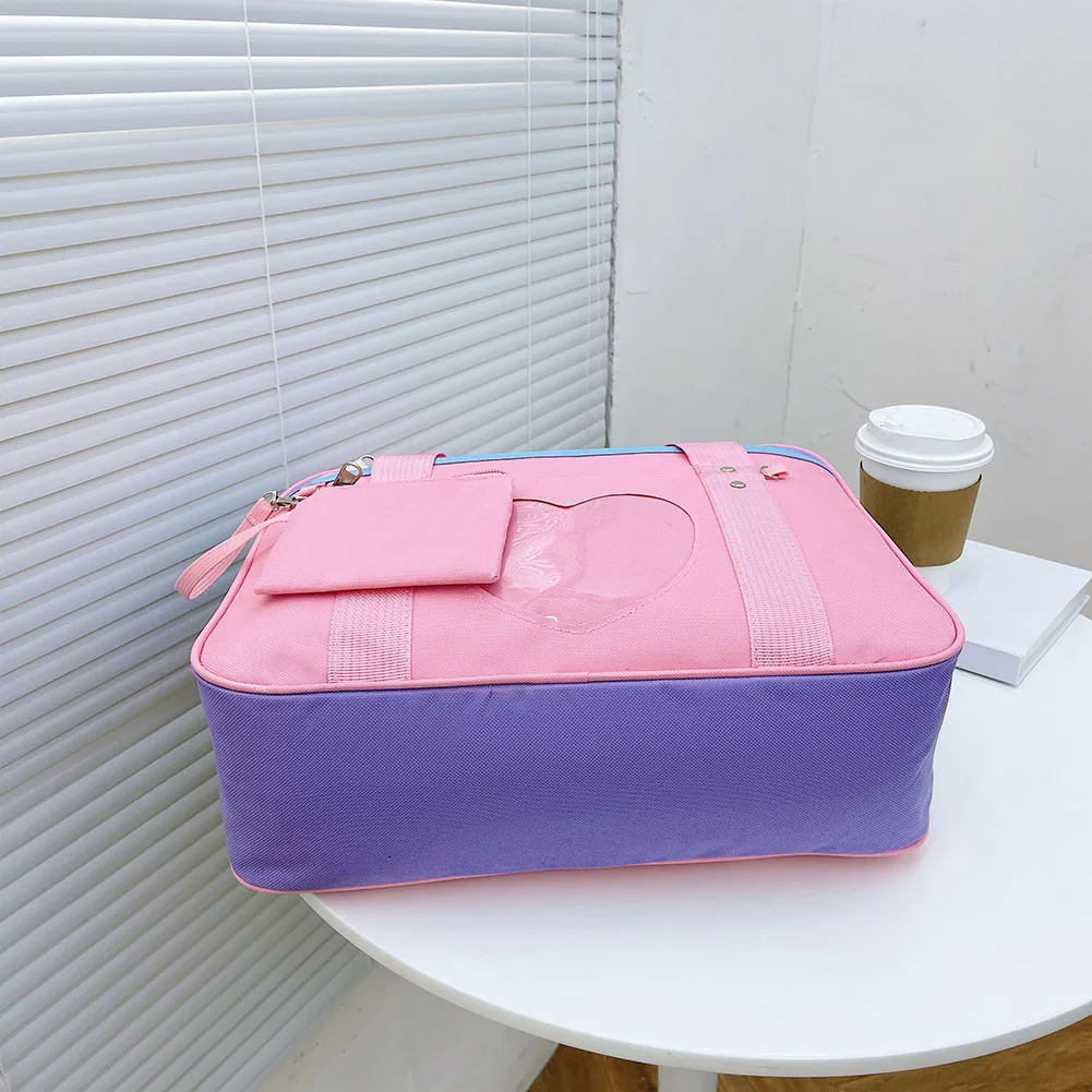 Heart PU Leather Laptop Bag Pastel Handbag Top Handle Japanese Style School Bag - Image 15