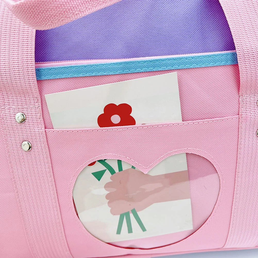 Heart PU Leather Laptop Bag Pastel Handbag Top Handle Japanese Style School Bag - Image 26