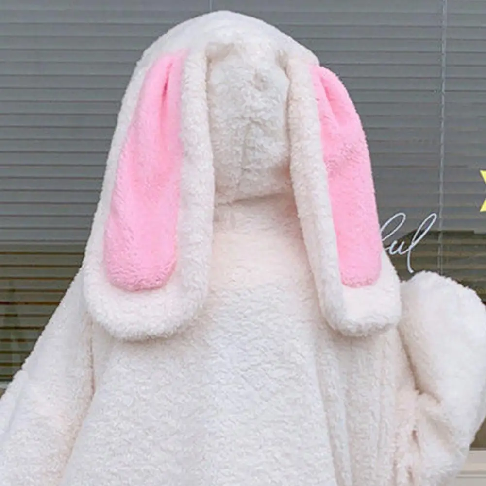 Hoodie Winter Bunny Ears White Black Pink Sweatshirt Long Sleeve Zip Up Hoodies - Image 6