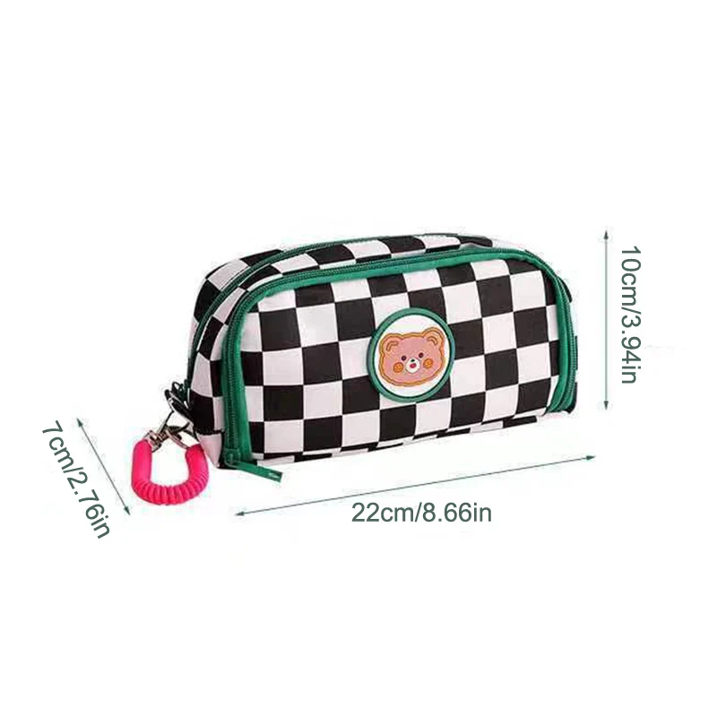Kawaii Checkerboard Pencil Case Large Capacity - Image 7