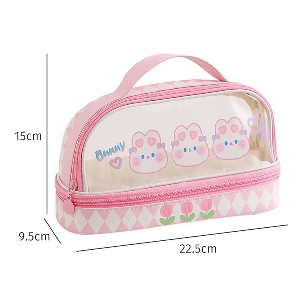Kawaii Double Layer Pencil Case Large Transparent Stationery - Image 8