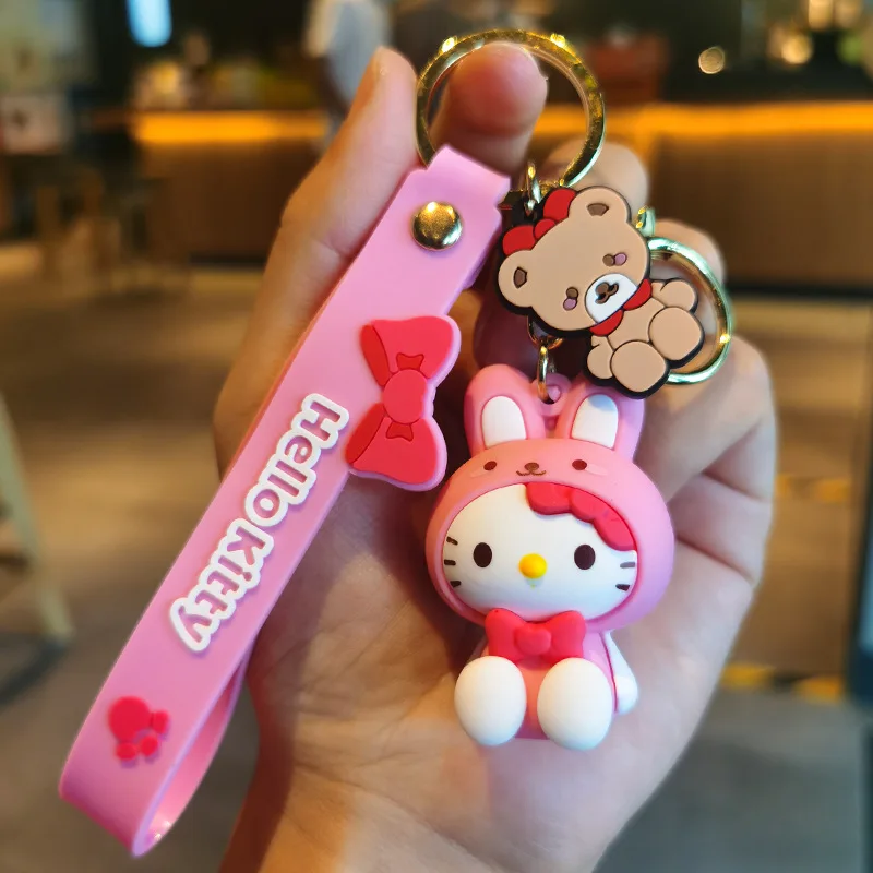 Kawaii Hello Kitty Keychain Sanrio My Melody Kuromi Cinnamoroll Car Key Ring Keychain - Image 19
