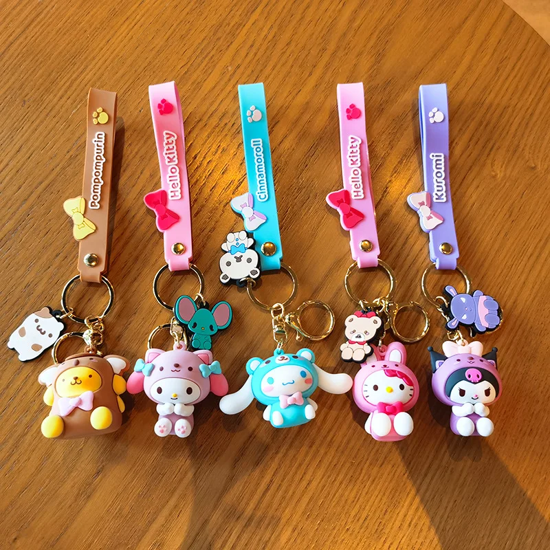 Kawaii Hello Kitty Keychain Sanrio My Melody Kuromi Cinnamoroll Car Key Ring Keychain - Image 6