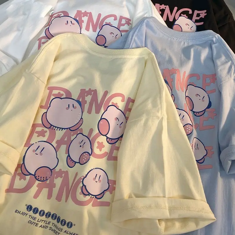 Kawaii Kirby T-shirt Anime Cotton Summer Loose Short-Sleeved Printed Top - Image 3