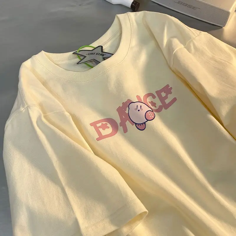 Kawaii Kirby T-shirt Anime Cotton Summer Loose Short-Sleeved Printed Top - Image 4