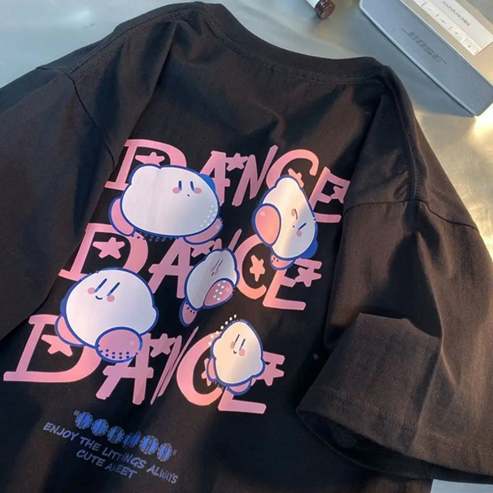 Kawaii Kirby T-shirt Anime Cotton Summer Loose Short-Sleeved Printed Top - Image 5