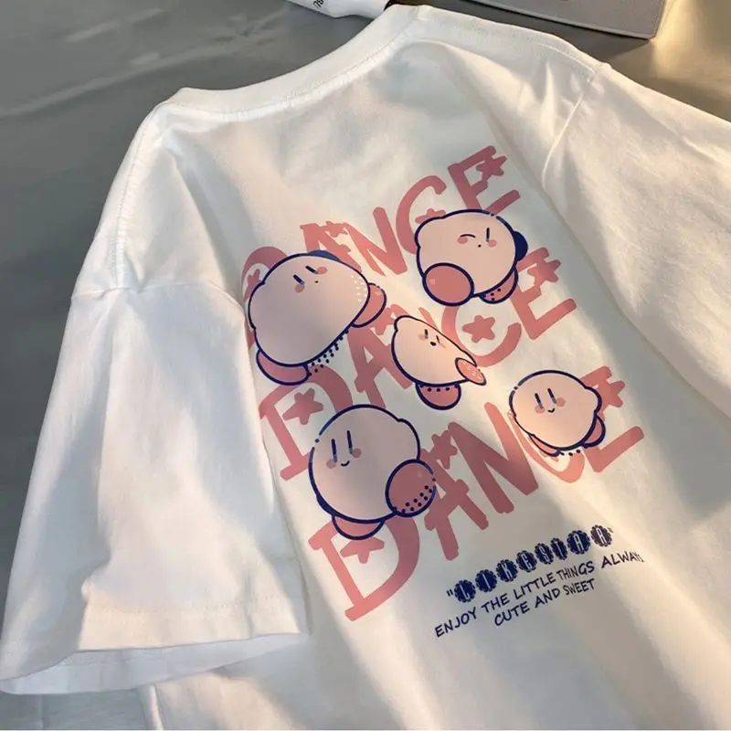 Kawaii Kirby T-shirt Anime Cotton Summer Loose Short-Sleeved Printed Top - Image 9