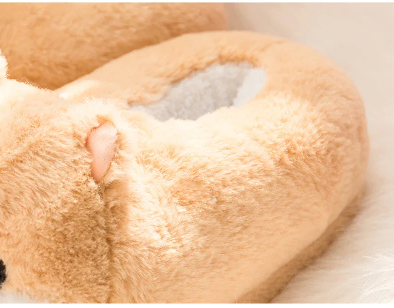Slippers Winter Warm Home Plush Cute Corgi Slippers Flock Indoor Shoes Casual Slip On Flats - Image 17