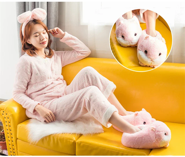 Slippers Winter Warm Home Plush Cute Corgi Slippers Flock Indoor Shoes Casual Slip On Flats - Image 21