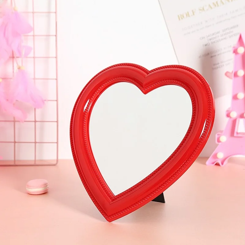 Pink Love Heart-Shaped Cosmetic Mirror Makeup Wall Hanging Mirror - Image 19