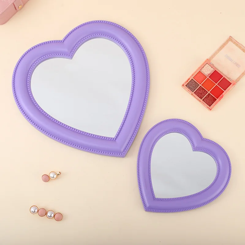 Pink Love Heart-Shaped Cosmetic Mirror Makeup Wall Hanging Mirror - Image 21