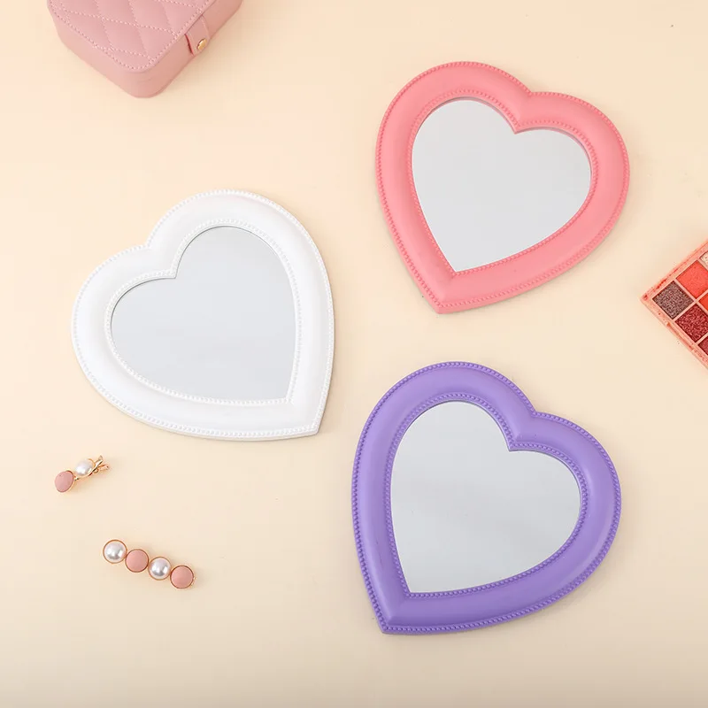 Pink Love Heart-Shaped Cosmetic Mirror Makeup Wall Hanging Mirror - Image 4