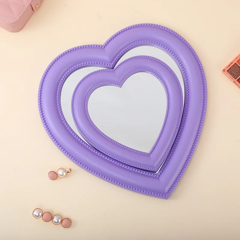 Pink Love Heart-Shaped Cosmetic Mirror Makeup Wall Hanging Mirror - Image 6