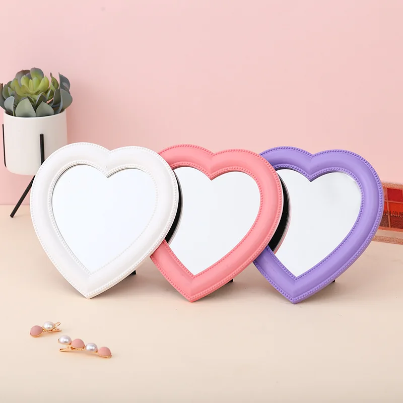 Pink Love Heart-Shaped Cosmetic Mirror Makeup Wall Hanging Mirror - Image 9