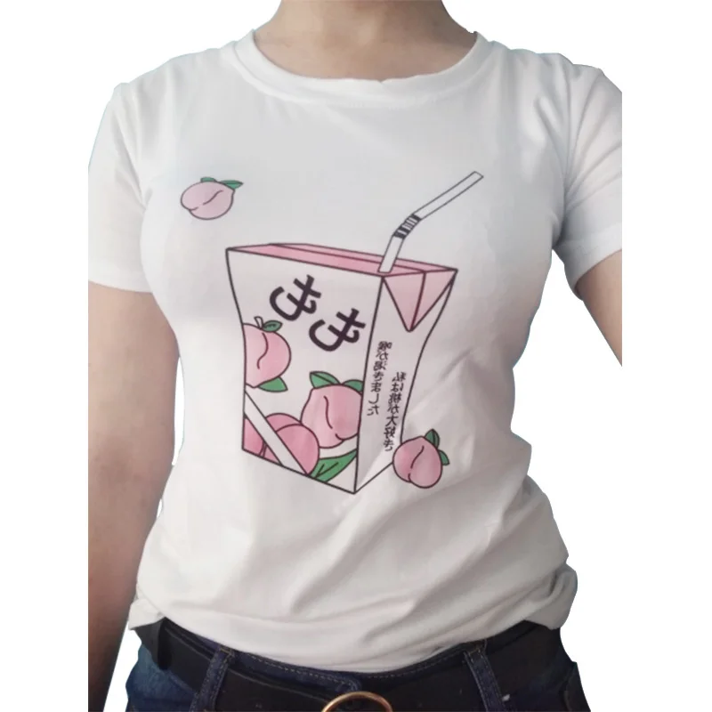 Pink Peach Juice Harajuku T Shirt - Image 4