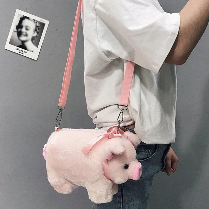 Pink Pig Plush Crossbody Bag - Image 3