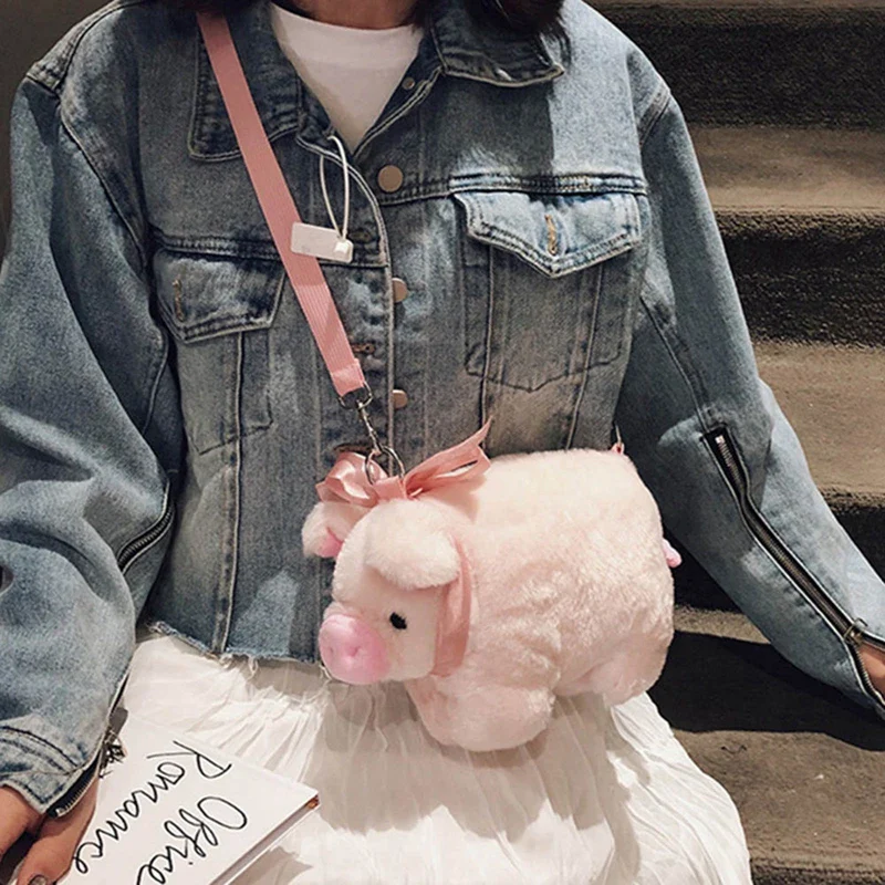 Pink Pig Plush Crossbody Bag - Image 8