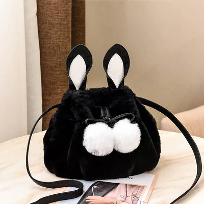Plush Faux Fur Rabbit Bunny Bag Backpack Rucksack Handbag - Image 3