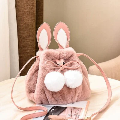 Plush Faux Fur Rabbit Bunny Bag Backpack Rucksack Handbag - Image 5