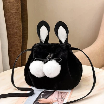 Plush Faux Fur Rabbit Bunny Bag Backpack Rucksack Handbag - Image 6