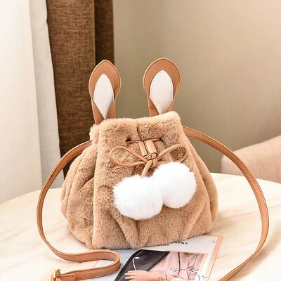Plush Faux Fur Rabbit Bunny Bag Backpack Rucksack Handbag - Image 7