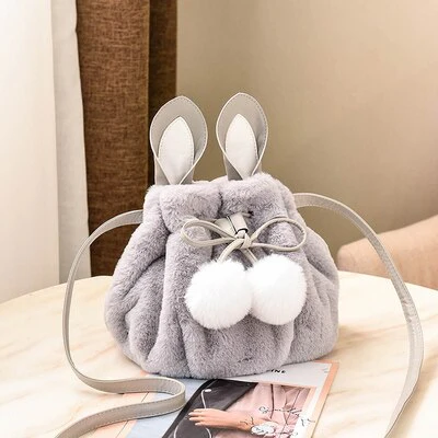 Plush Faux Fur Rabbit Bunny Bag Backpack Rucksack Handbag - Image 9